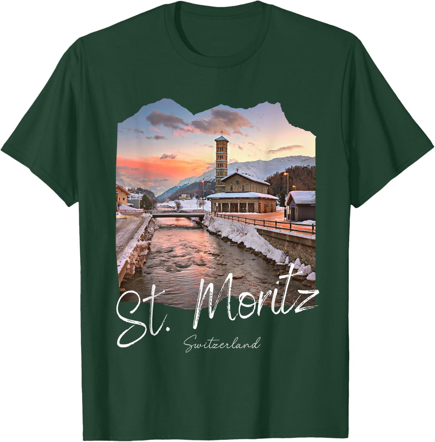 St. Moritz Souvenir Switzerland T-Shirt - T-Shirt | Forest