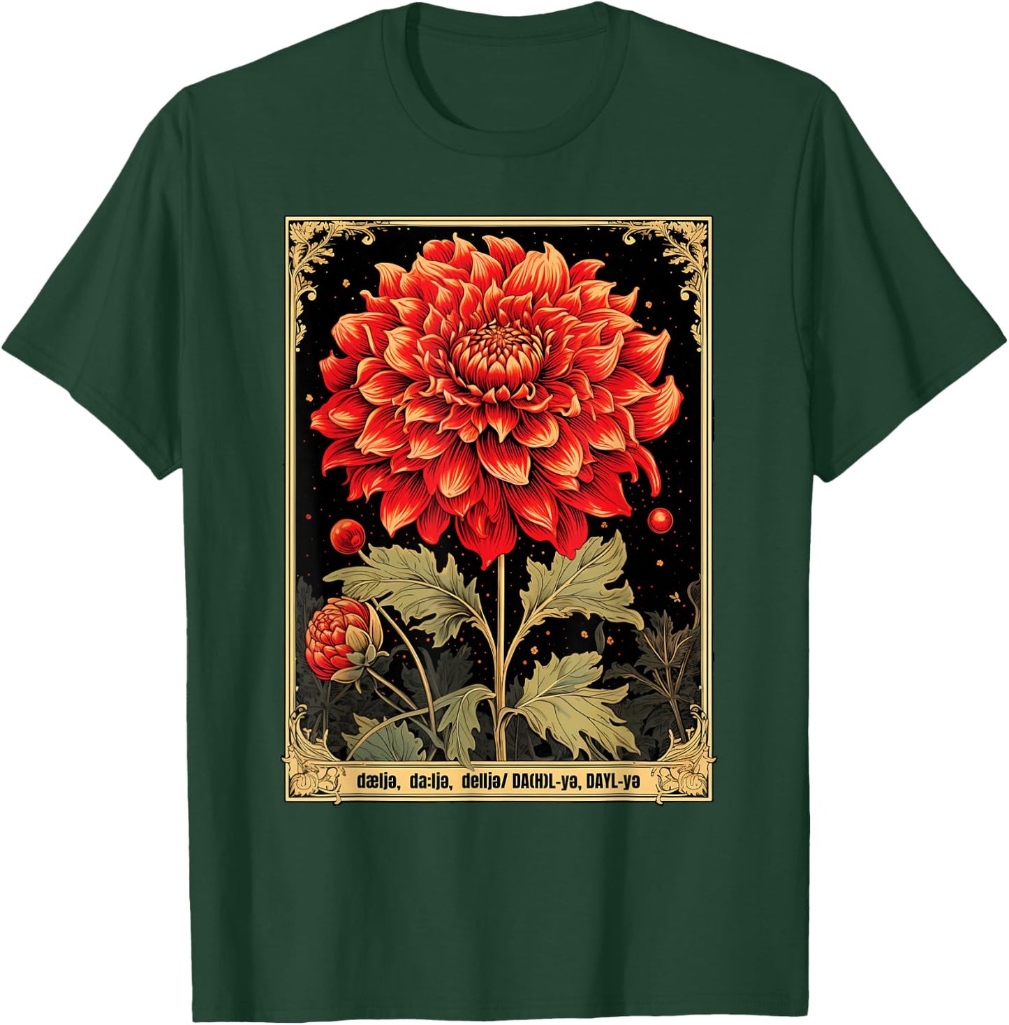 Vintage Dahlias T-Shirt - T-Shirt | Forest