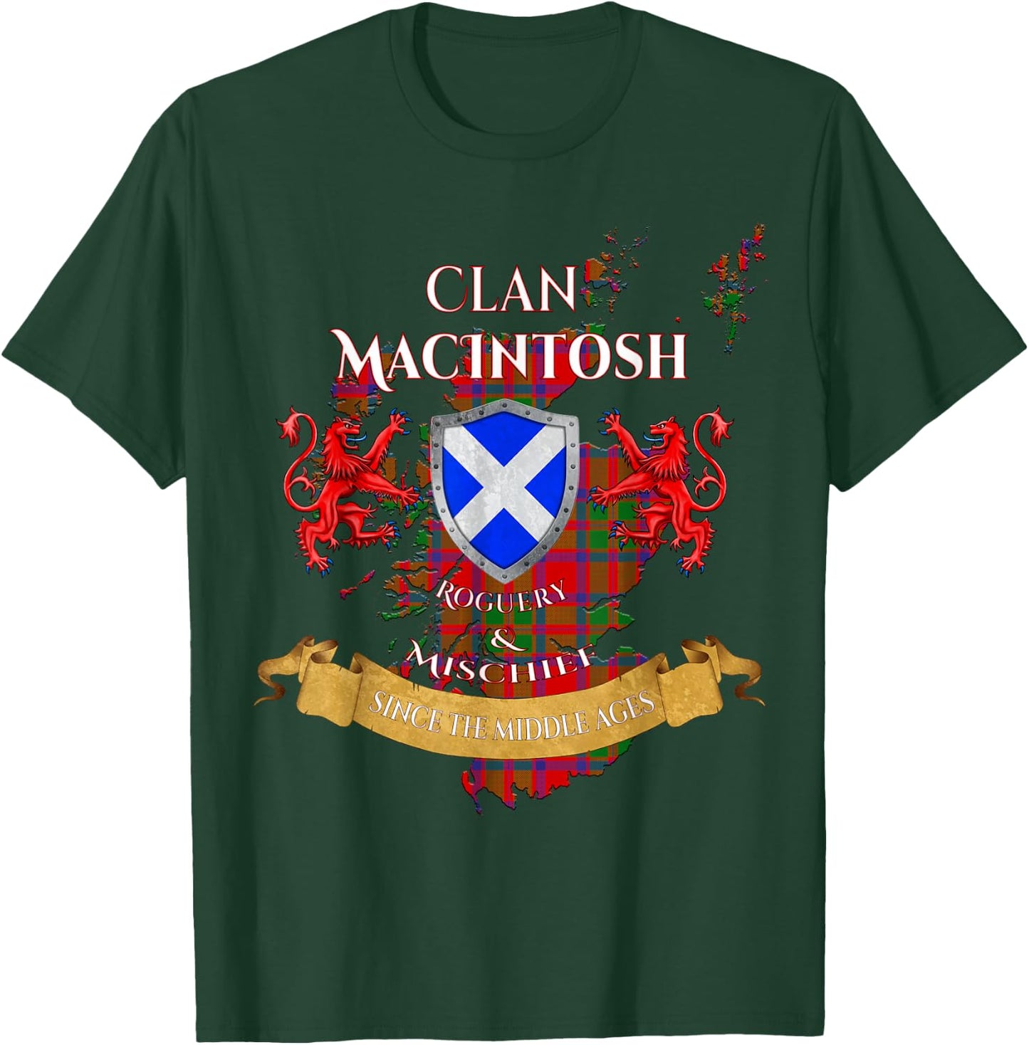 MacIntosh Scottish Family Clan Middle Ages Mischief T-Shirt - T-Shirt | Forest