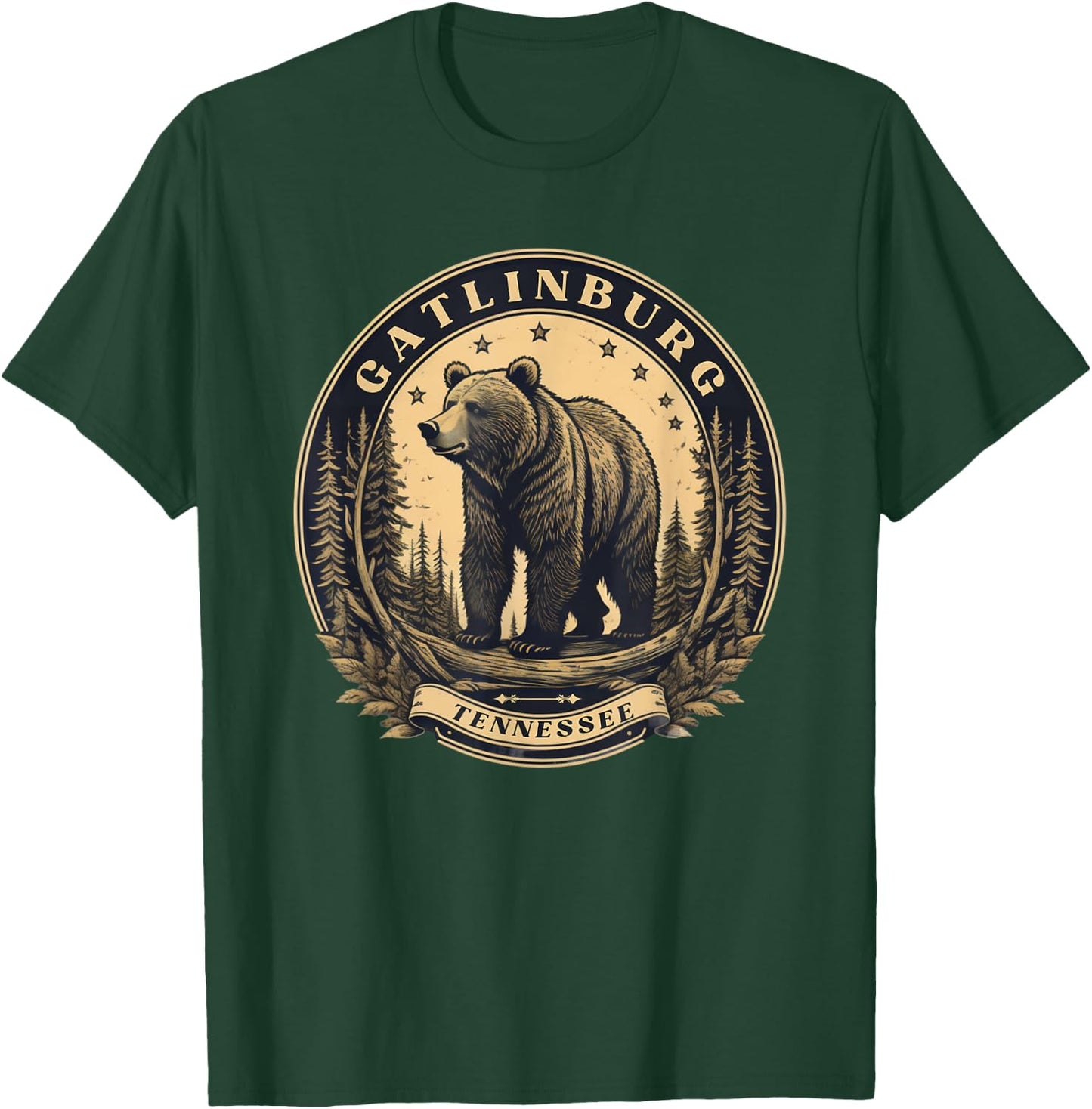 Vintage Gatlinburg mountain Tennessee with bear T-Shirt - T-Shirt | Forest