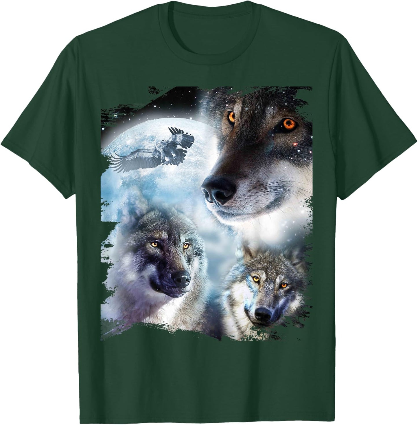 Space Wolves 3 Three Snow Wolf Howling At Moon T-Shirt - T-Shirt | Forest