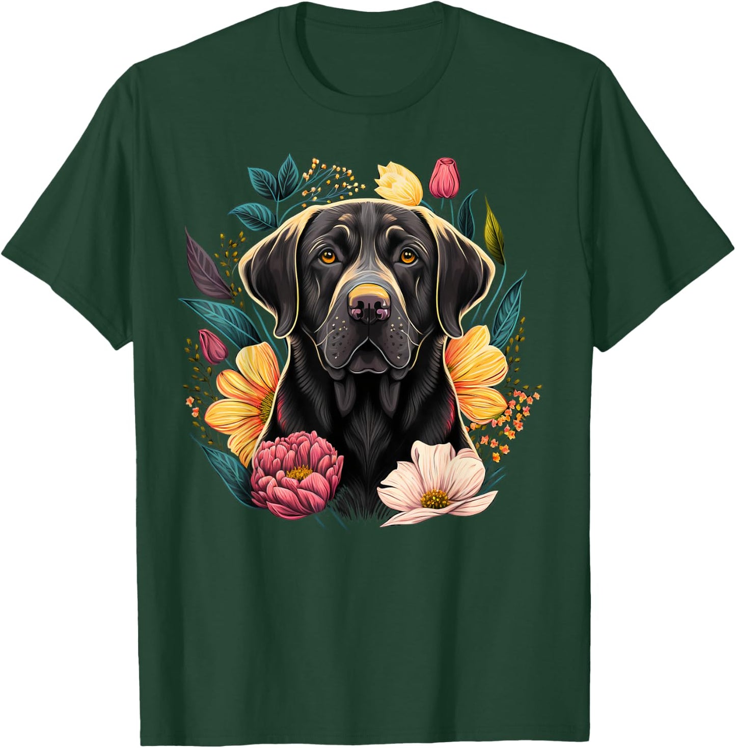 Cute black Labrador Dog on black Labrador Retriever Lover Men Women Kids T-Shirt - T-Shirt | Forest