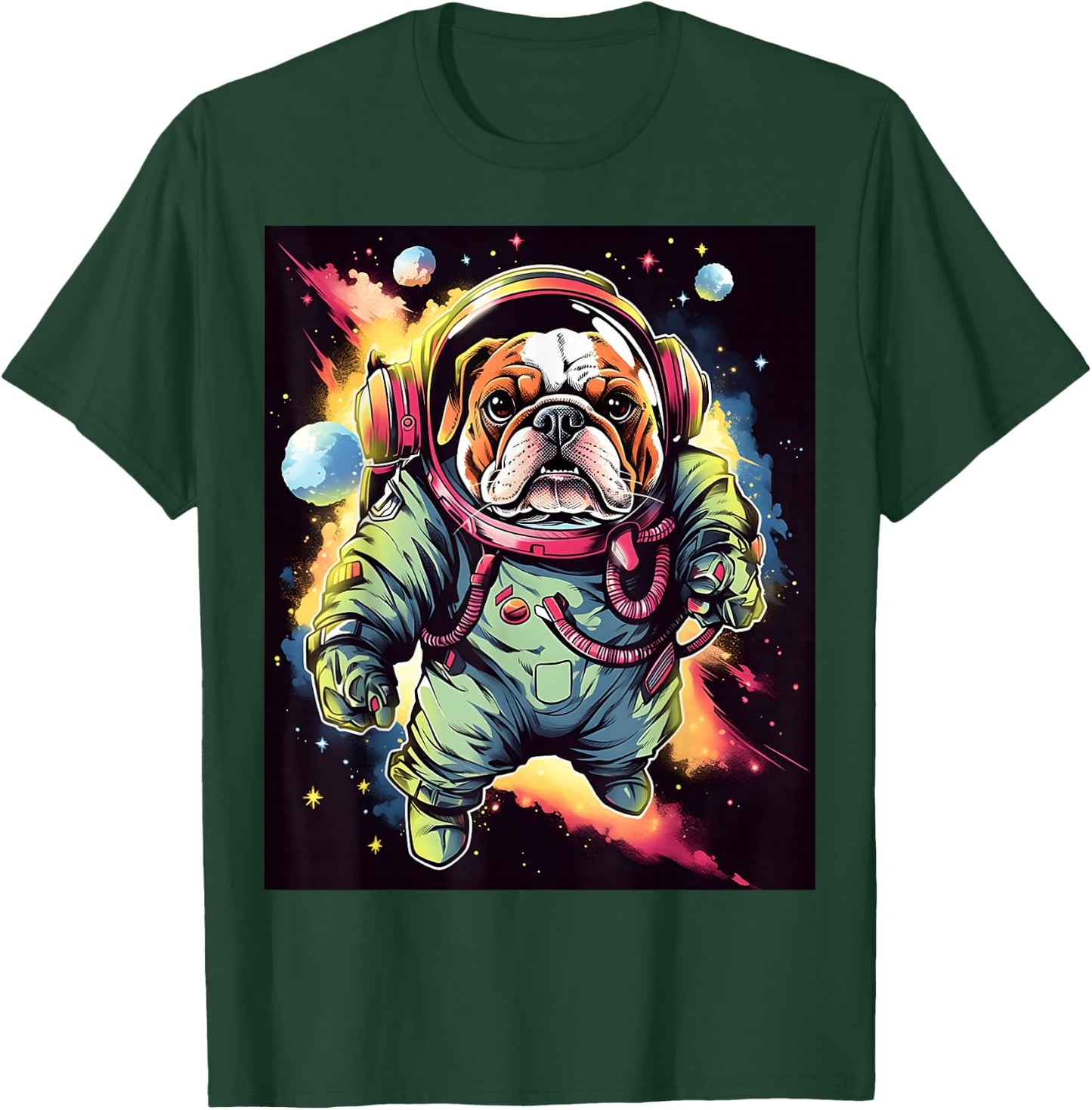 AstroBulldog: Journey to the Stars T-Shirt - T-Shirt | Forest