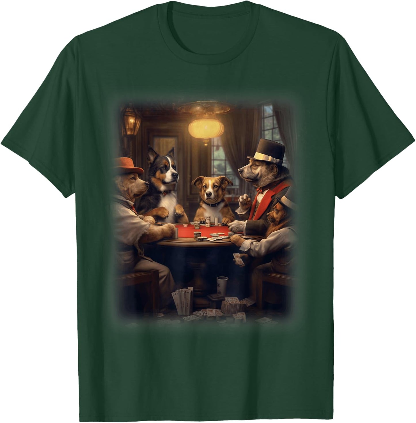 Dogs Playing Poker | A Friend in Need | Funny Dog Lover Art T-Shirt - T-Shirt | Forest