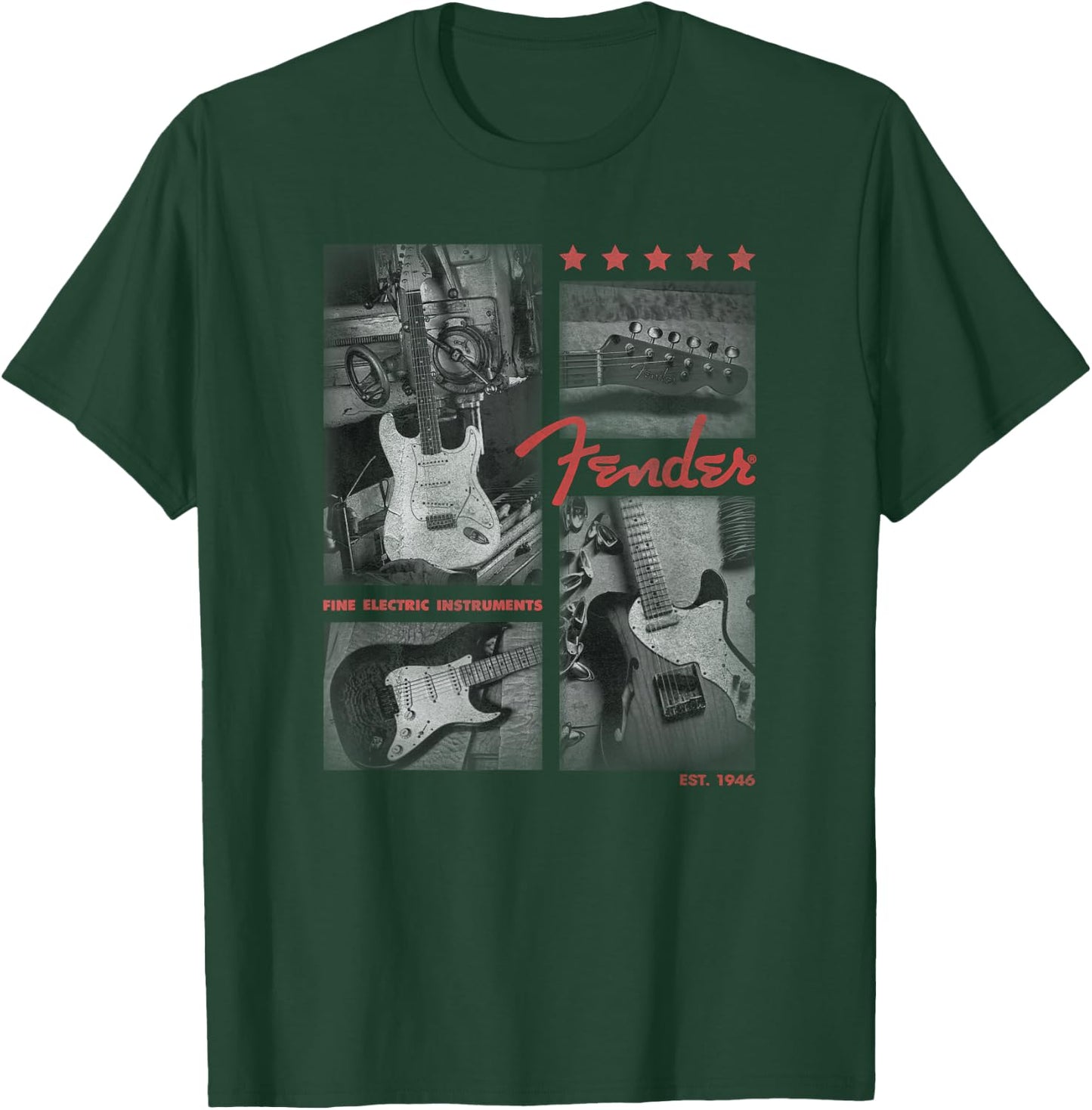 Fender Est. 1946 Electric Guitar Panels T-Shirt - T-Shirt | Forest