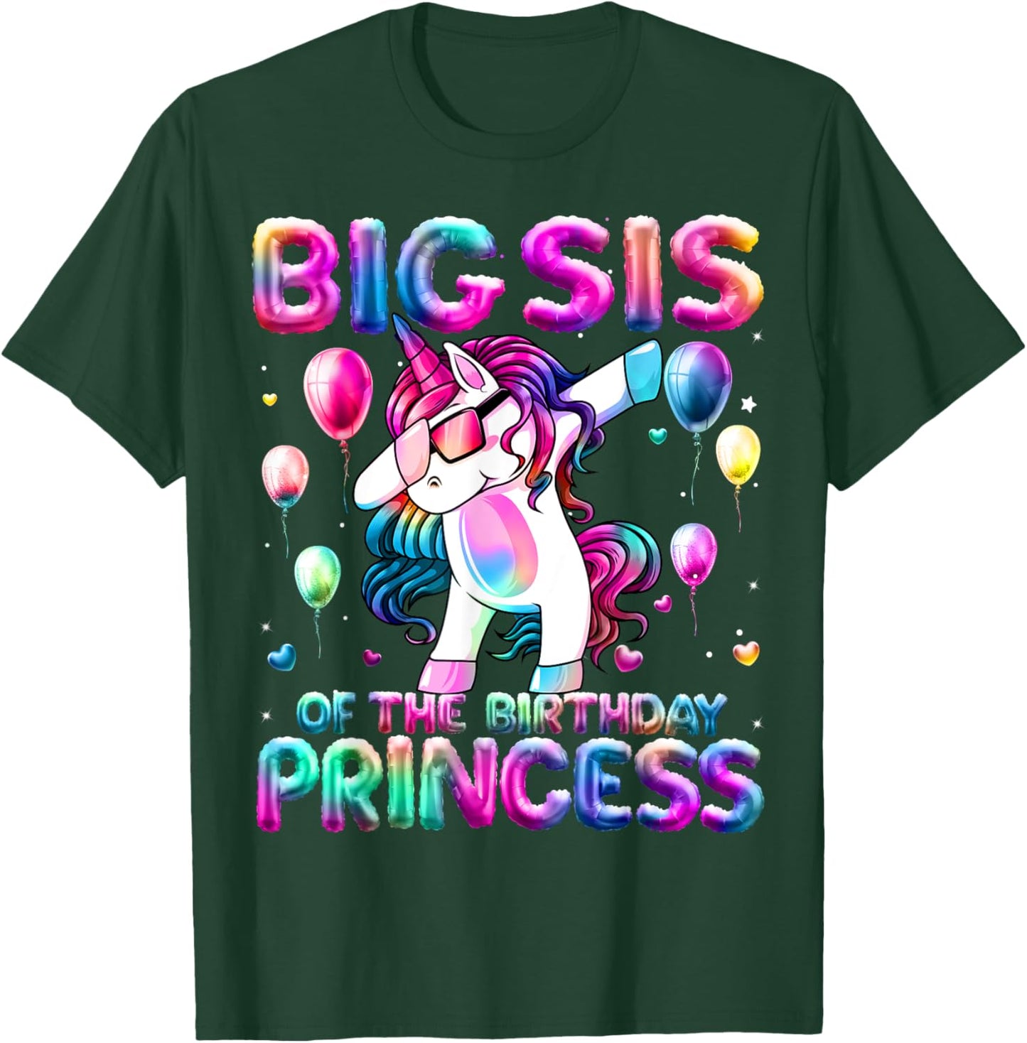 Sister of the Birthday Princess Girl Dabbing Unicorn Sister T-Shirt - T-Shirt | Forest