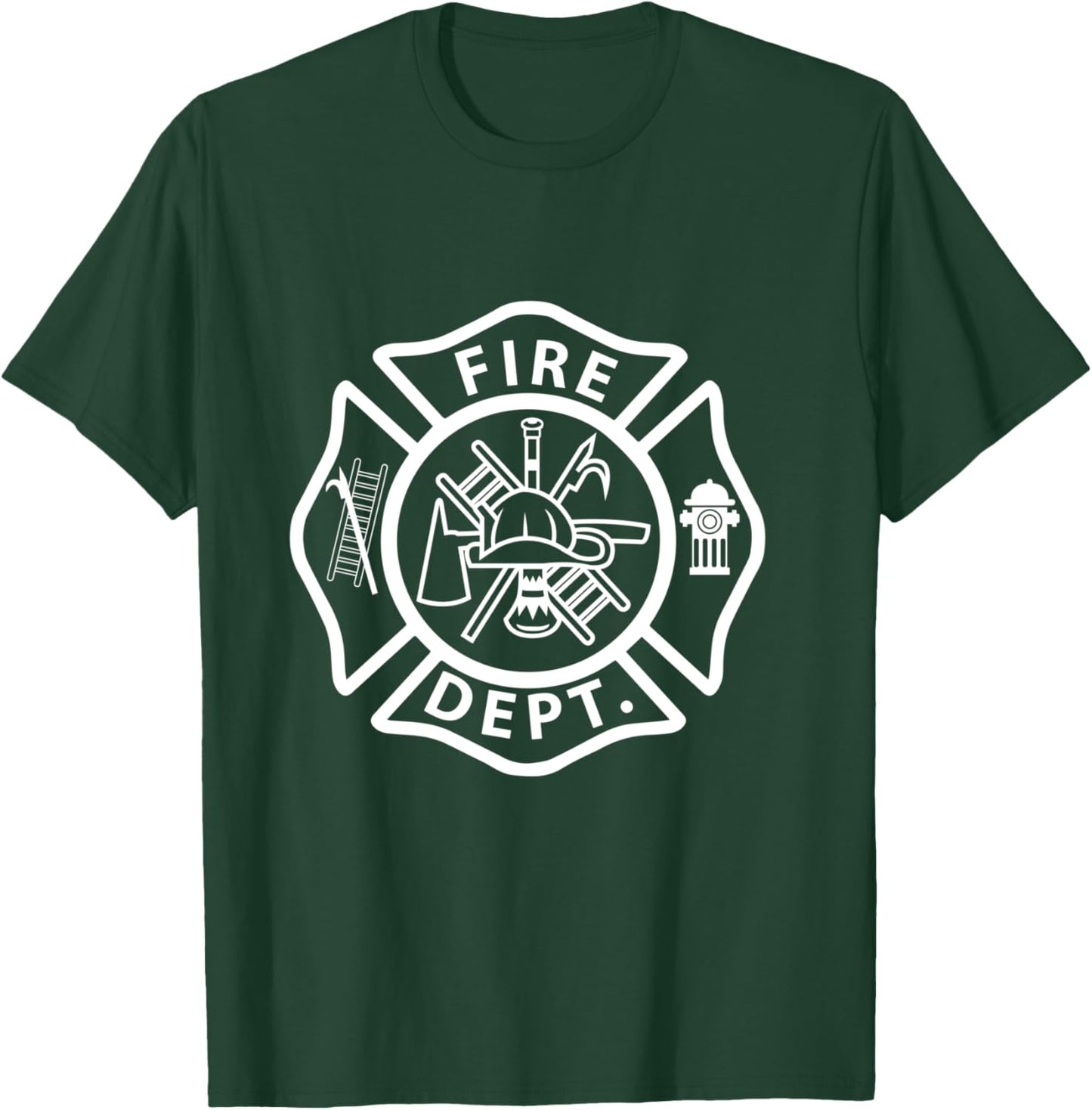 Fire Department Logo Uniform Fireman Symbol Firefighter Gear T-Shirt - T-Shirt | Forest
