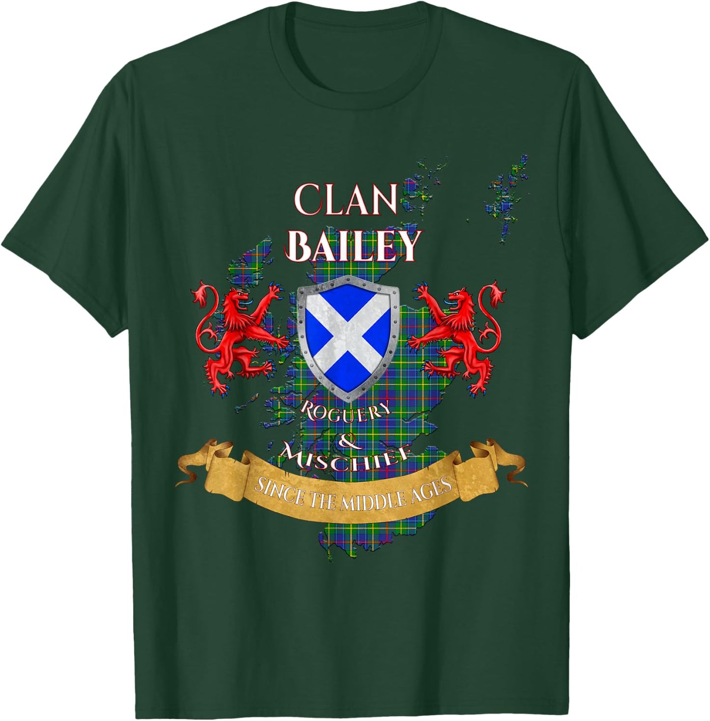 Bailey Scottish Family Clan Middle Ages Mischief T-Shirt - T-Shirt | Forest