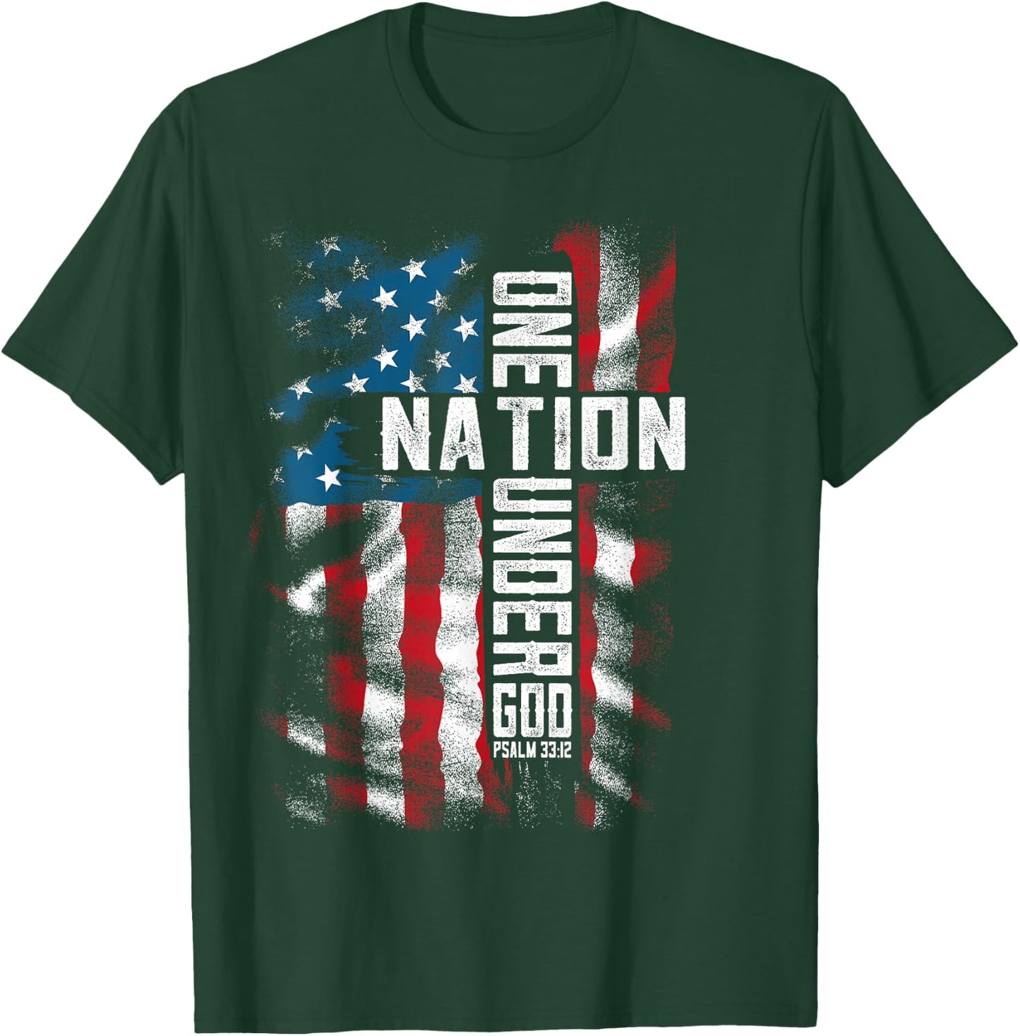 Christian Men , Bible Verse Faith , Patriotic 4th of July T-Shirt - T-Shirt | Forest