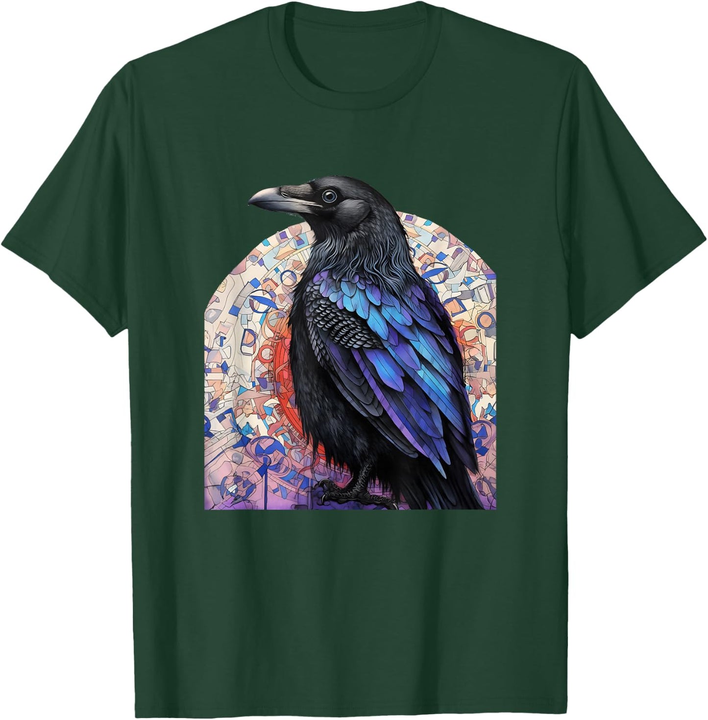 Crow and Raven Bird Lovers Mandala Style Design For Birders T-Shirt - T-Shirt | Forest