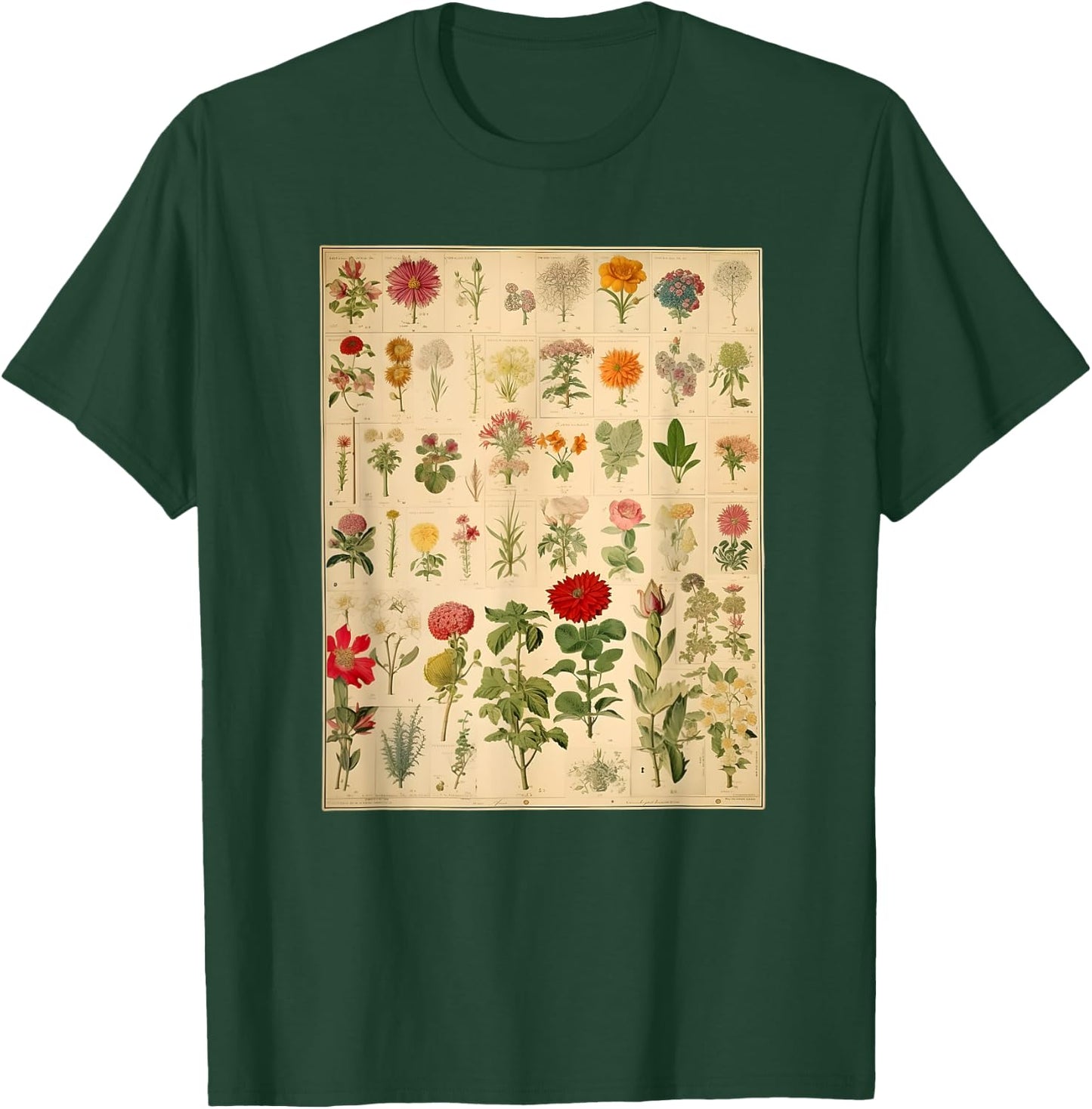 Vintage Floral Botanical Chart T-Shirt - T-Shirt | Forest