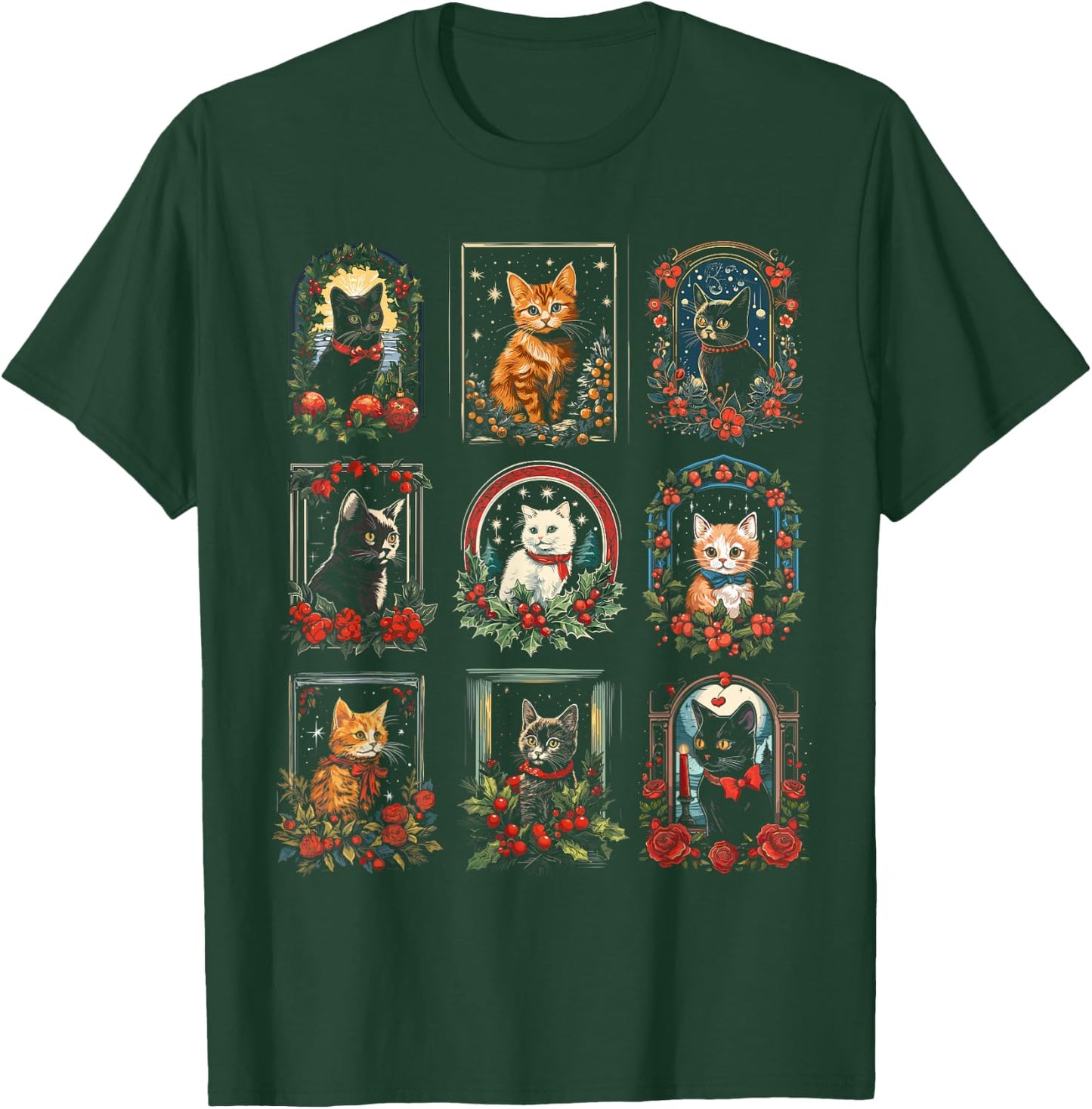Vintage Kitten Christmas Cats & Men T-Shirt - T-Shirt | Forest