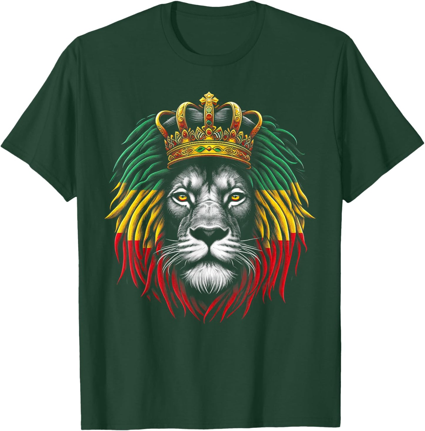 Ethiopian Flag Lion Rastafarian Reggae Rasta Lion of Judah T-Shirt - T-Shirt | Forest