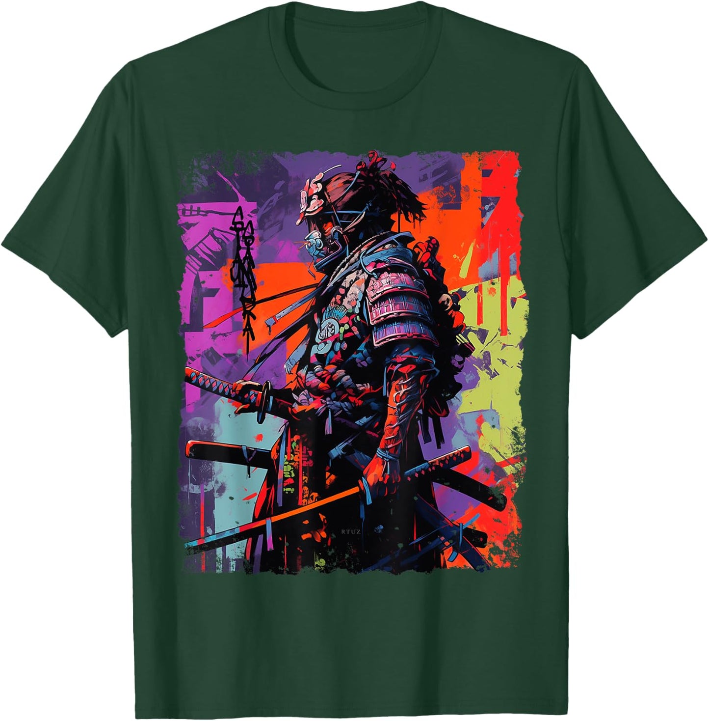Hip Hop Y2K Vintage Hipster Edgy Urban Streetwear Samurai T-Shirt - T-Shirt | Forest