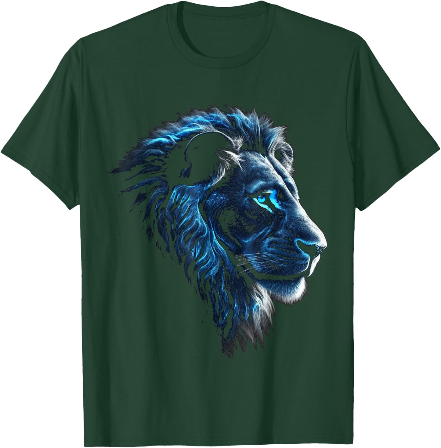 Lion Artwork - Blue Eyes Zoo Animal Lion T-Shirt - T-Shirt | Forest