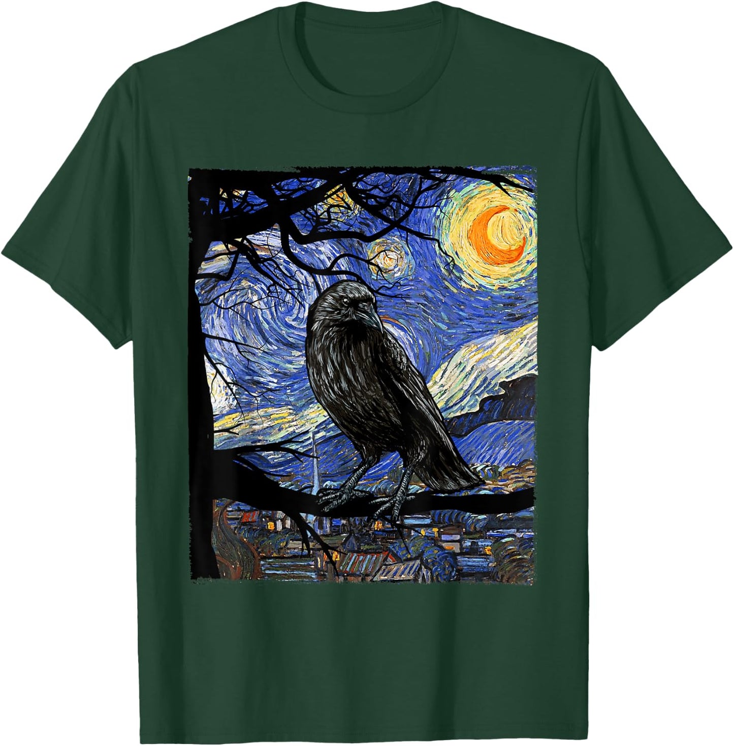 Raven Lover Art, Starry Night Raven, Crow, Raven T-Shirt - T-Shirt | Forest