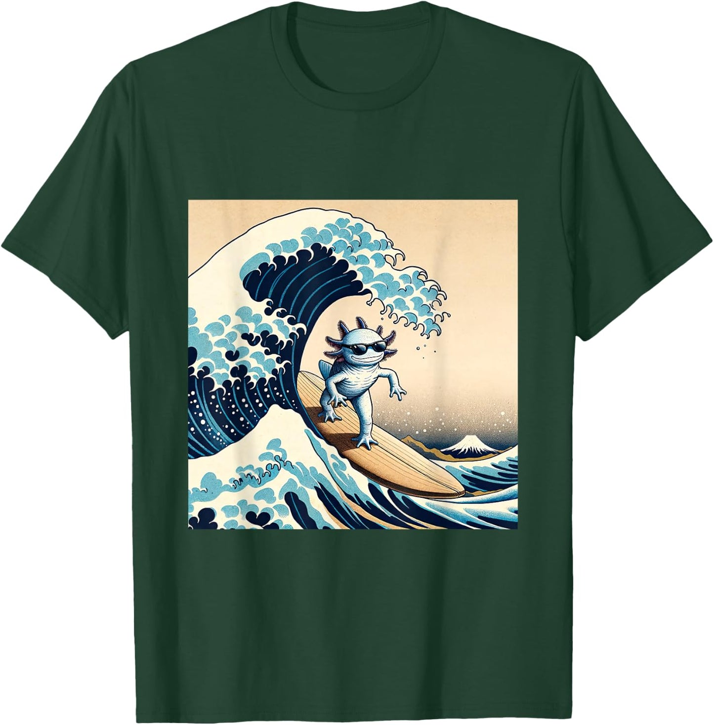 Wave Surfing Axolotl Love Funny Anime Lizard Salamander T-Shirt - T-Shirt | Forest