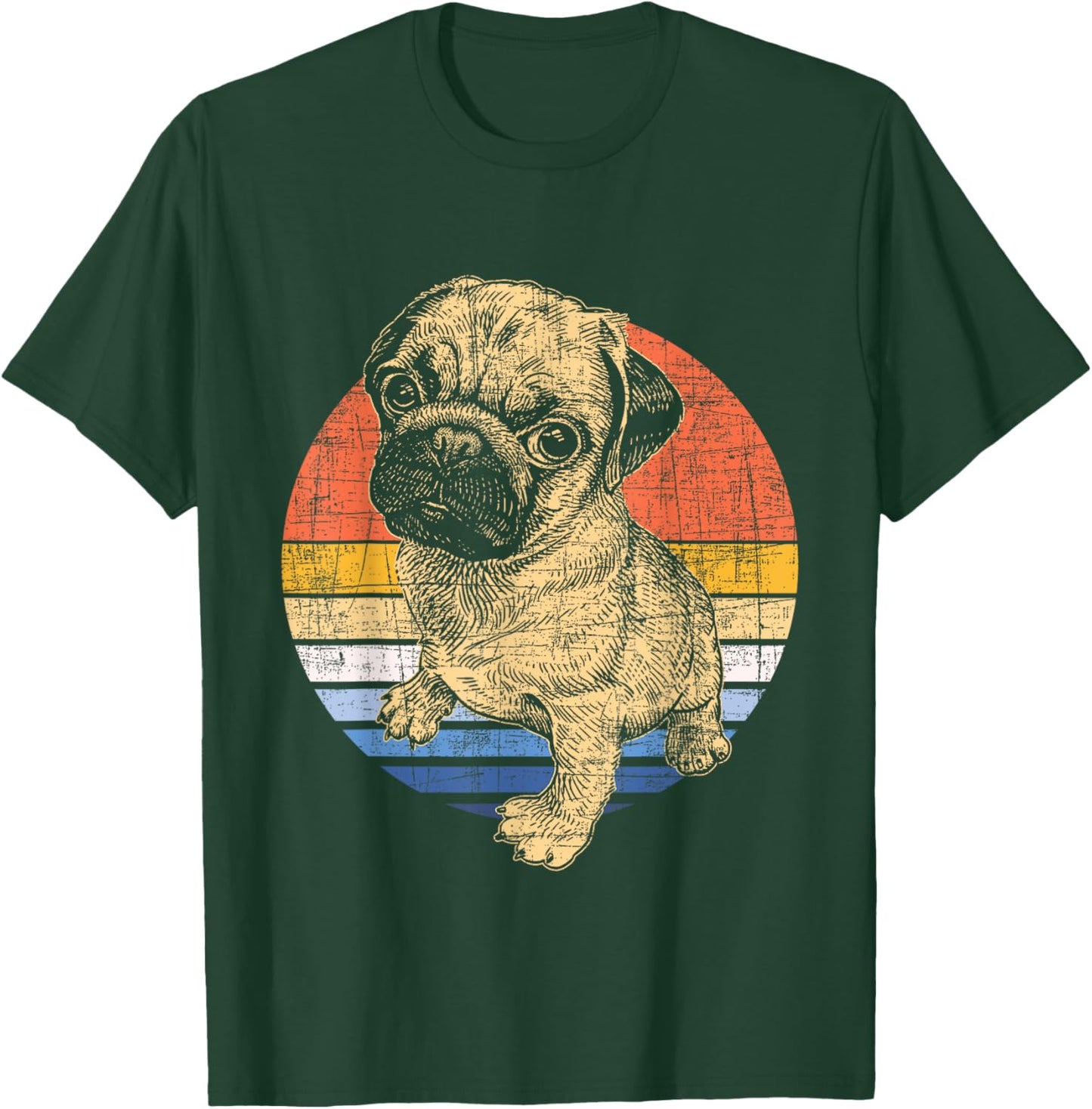 Retro Vintage Pug - Dog Lover Puppy Pet Trainer Breeder T-Shirt - T-Shirt | Forest