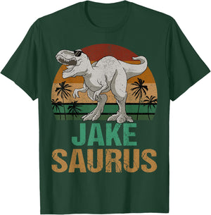 Jake Saurus Dinosaur T Rex First Name Personalized T-Shirt - T-Shirt | Forest