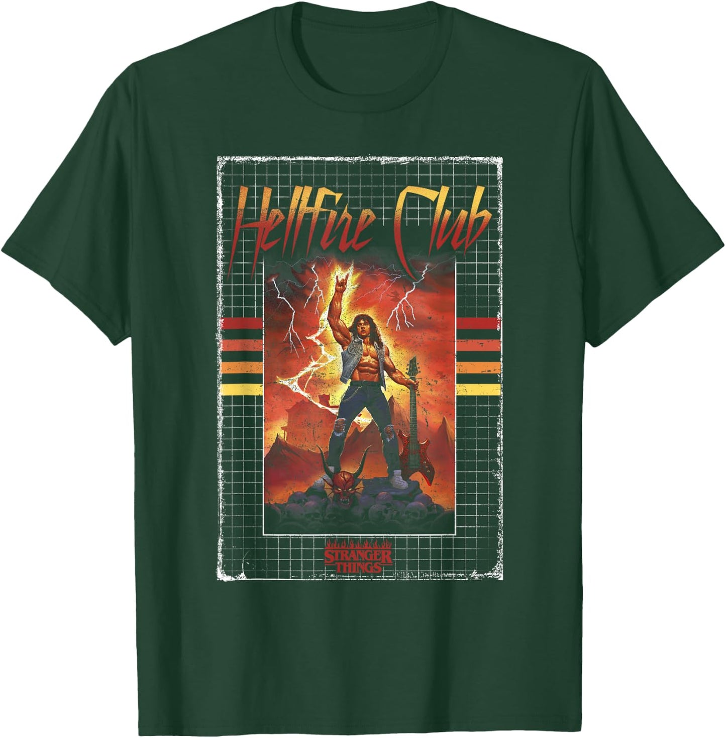 Stranger Things 4 Eddie Munson Hellfire Club Guitar Power T-Shirt - T-Shirt | Forest