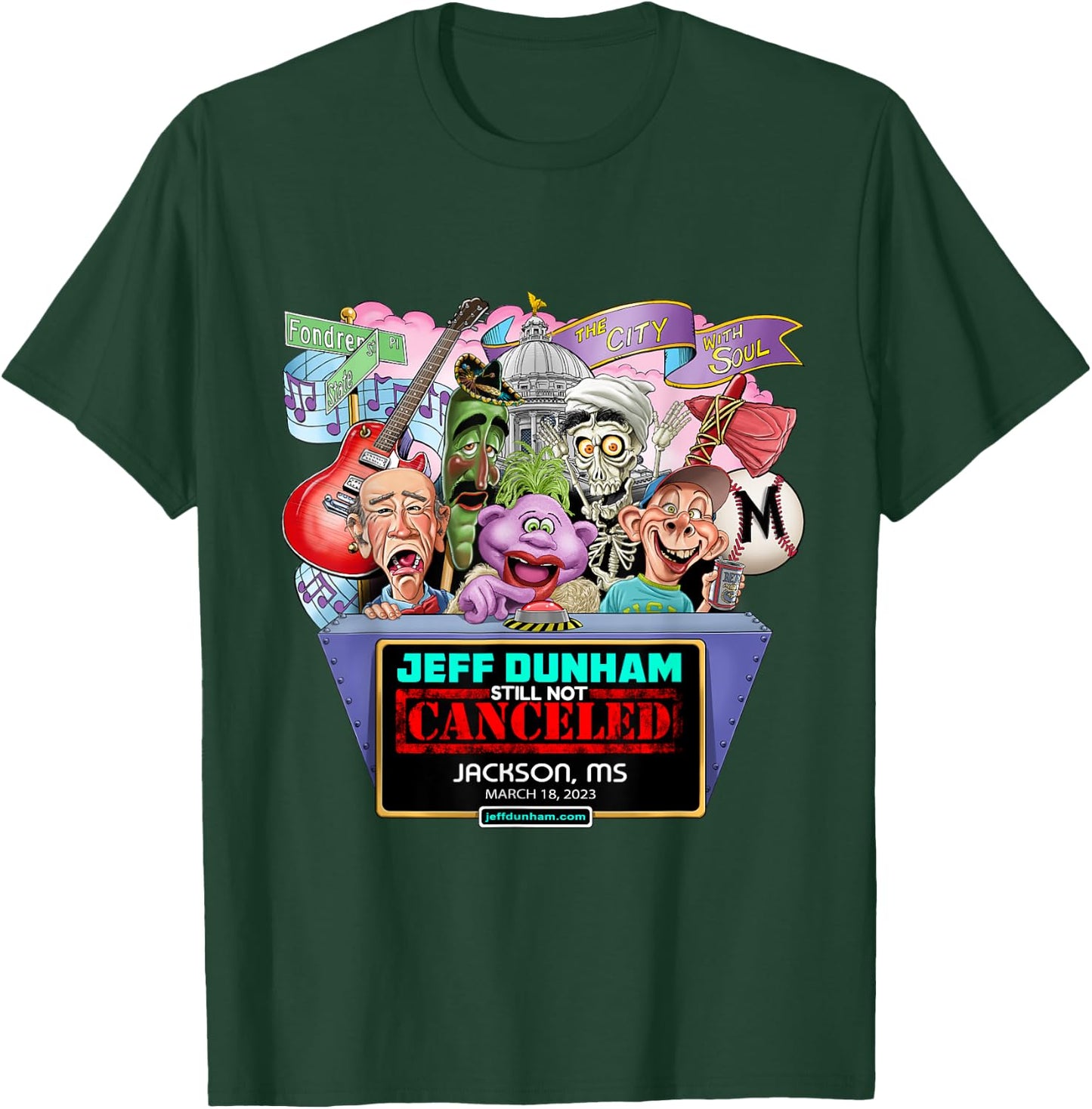 Jeff Dunham Jackson, MS (2023) T-Shirt - T-Shirt | Forest