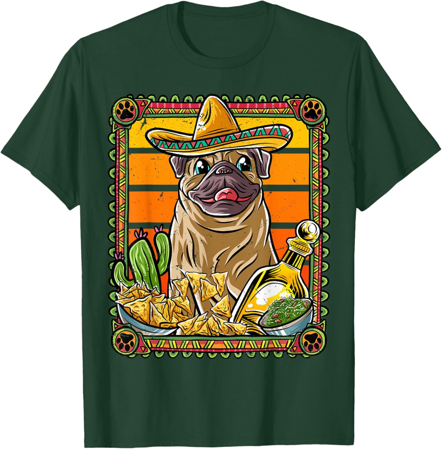 Pug Cinco De Mayo Mexican Sombrero Fiesta Dog Nacho T-Shirt - T-Shirt | Forest