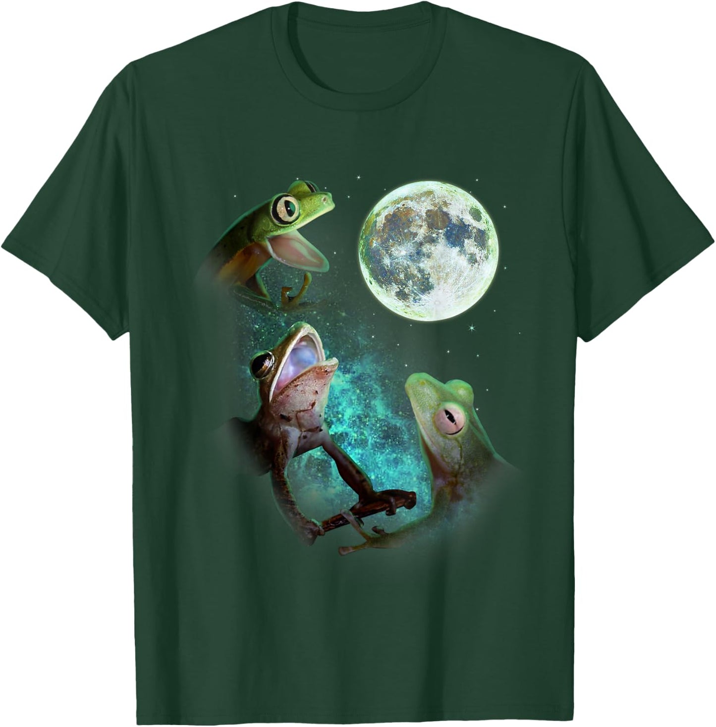 Three Tree Frogs Howl At Moon 3 Wolfs Wolves Funny Parody T-Shirt - T-Shirt | Forest