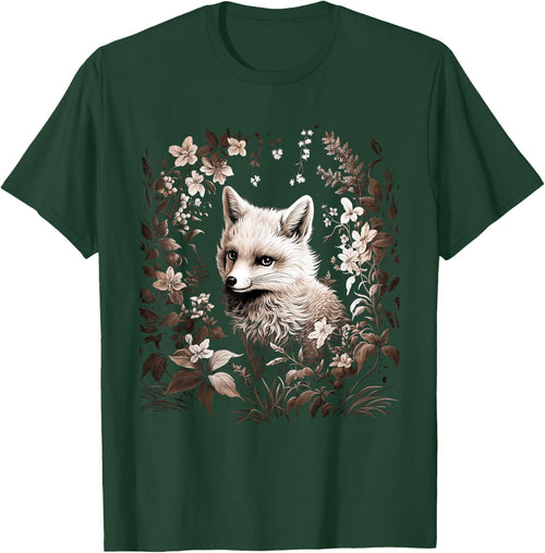 Cottagecore Aesthetic floral Fox inside flowers Goblincore