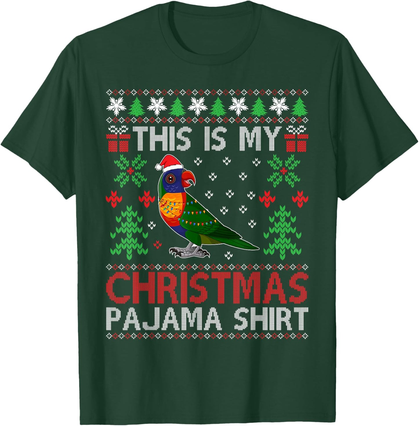 This Is My Christmas Pajama Costume Rainbow Lorikeets Xmas T-Shirt - T-Shirt | Forest