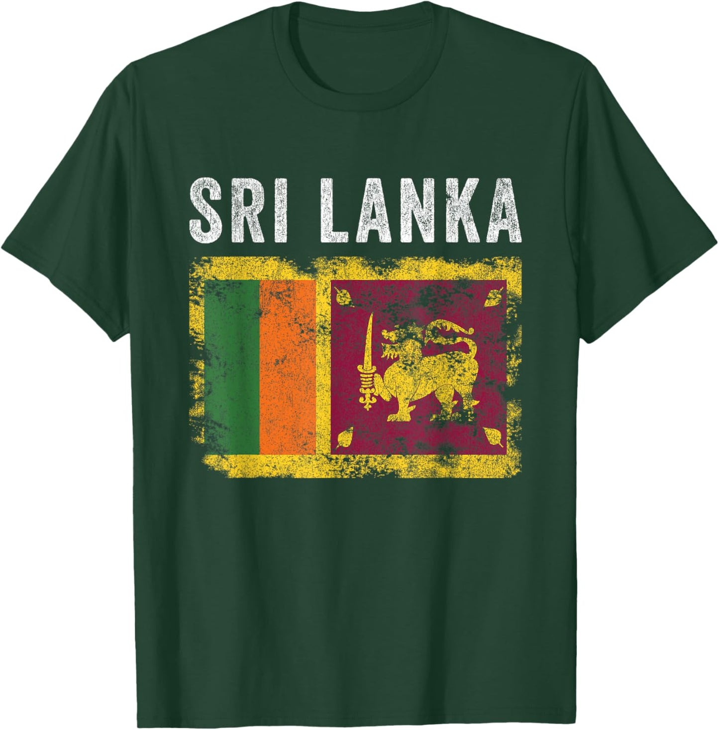 Sri Lanka Flag Distressed - Men Women Kids - Sri Lankan Flag T-Shirt - T-Shirt | Forest