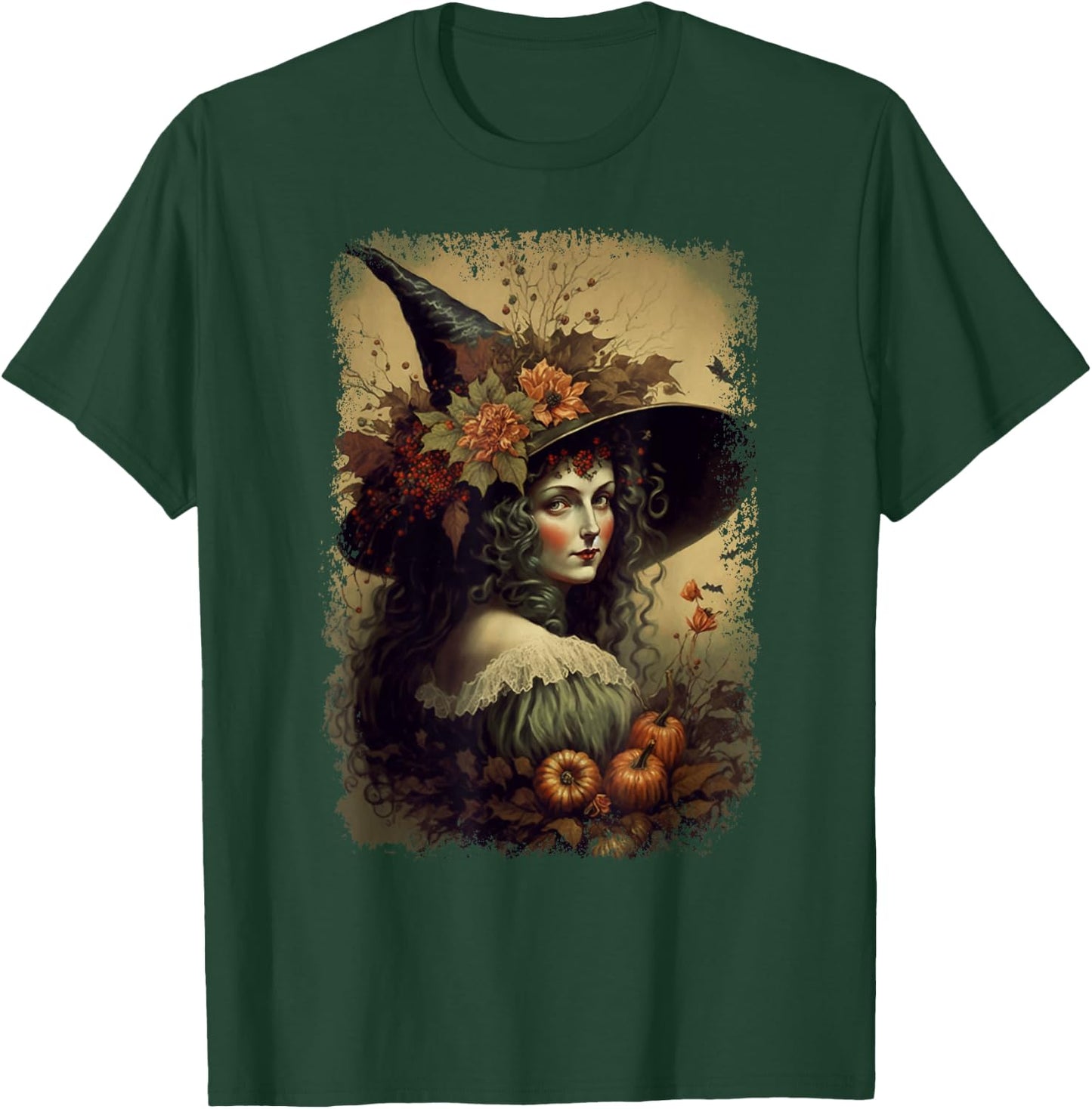 Vintage Nature Witch October Halloween Illustration T-Shirt - T-Shirt | Forest