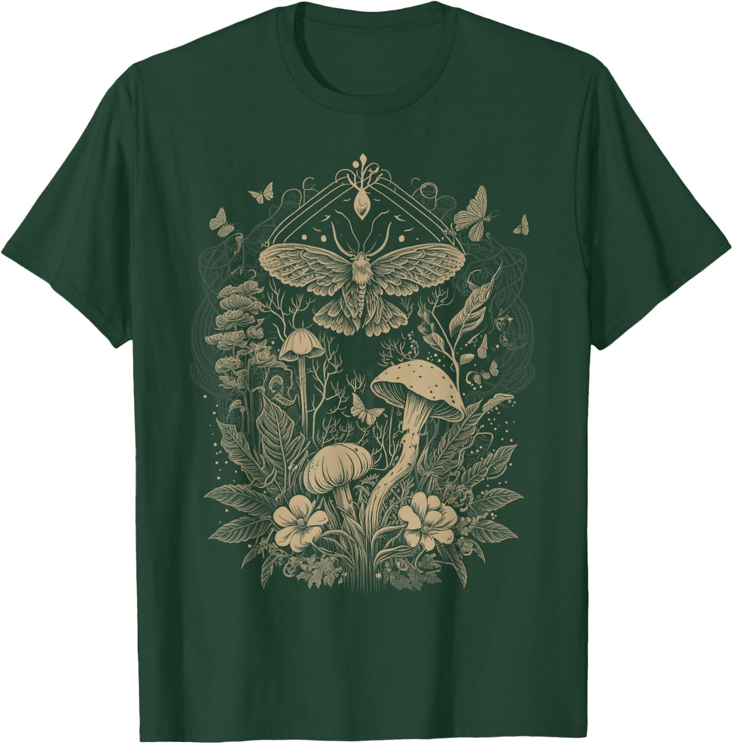 Cute Fairycore Floral Moth Aesthetic Girls Women Graphic T-Shirt - T-Shirt | Forest