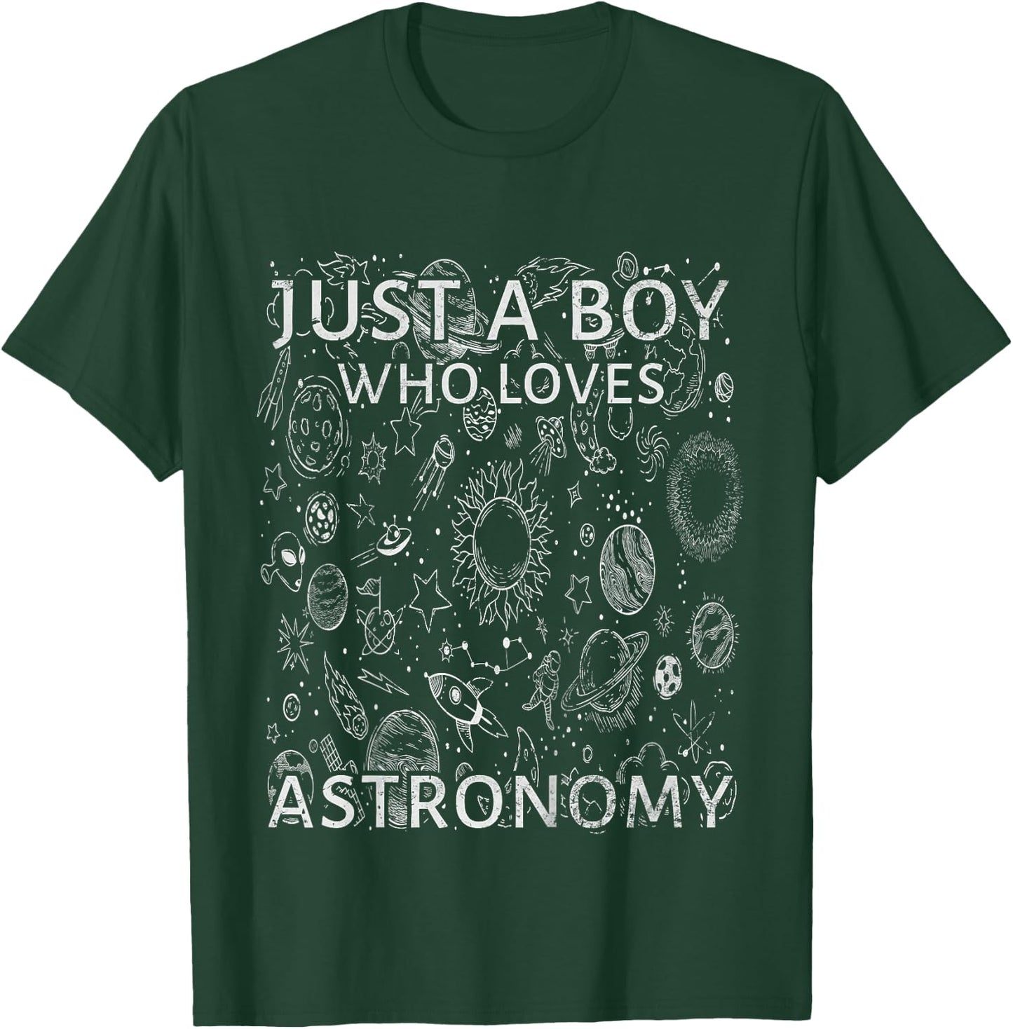 Kids Vintage Just A Boy Who Loves Astronomy Space Planet Lover T-Shirt - T-Shirt | Forest