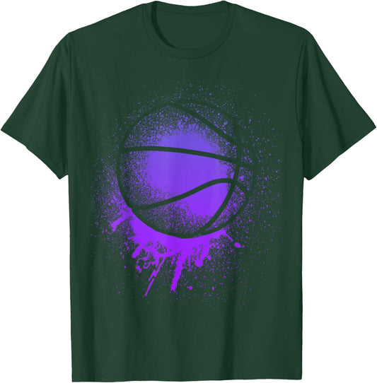 Basketball Team men Silhouette Purple Bball Birthday Baller T-Shirt - T-Shirt | Forest