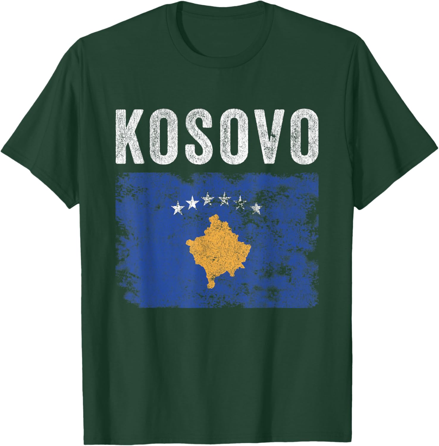 Kosovo Flag Distressed - Men Women Kids - Kosovar Flag T-Shirt - T-Shirt | Forest