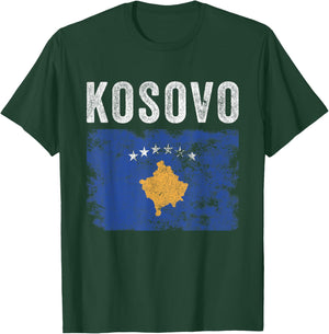 Kosovo Flag Distressed - Men Women Kids - Kosovar Flag T-Shirt - T-Shirt | Forest