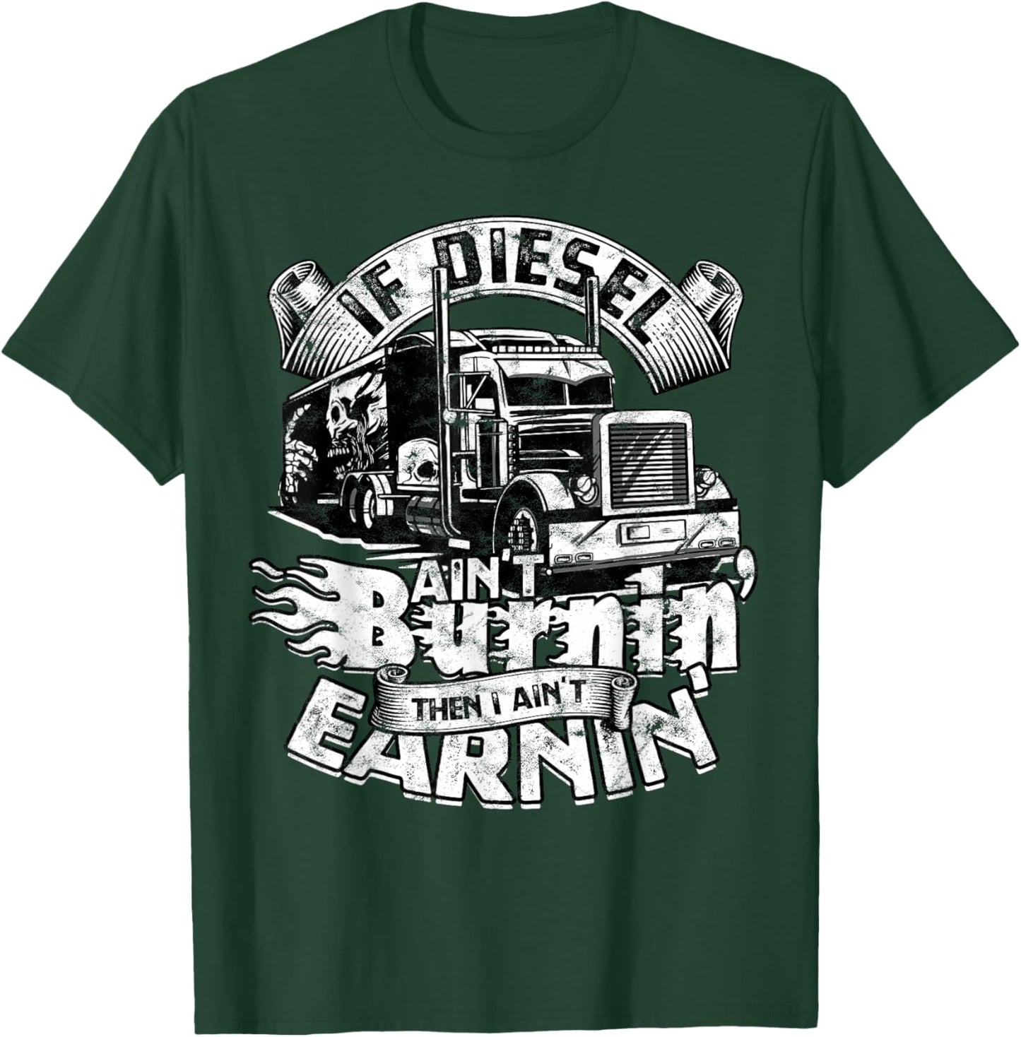 Trucker Men Women Big Rig Trucking Truckin' Road Lorry T-Shirt - T-Shirt | Forest