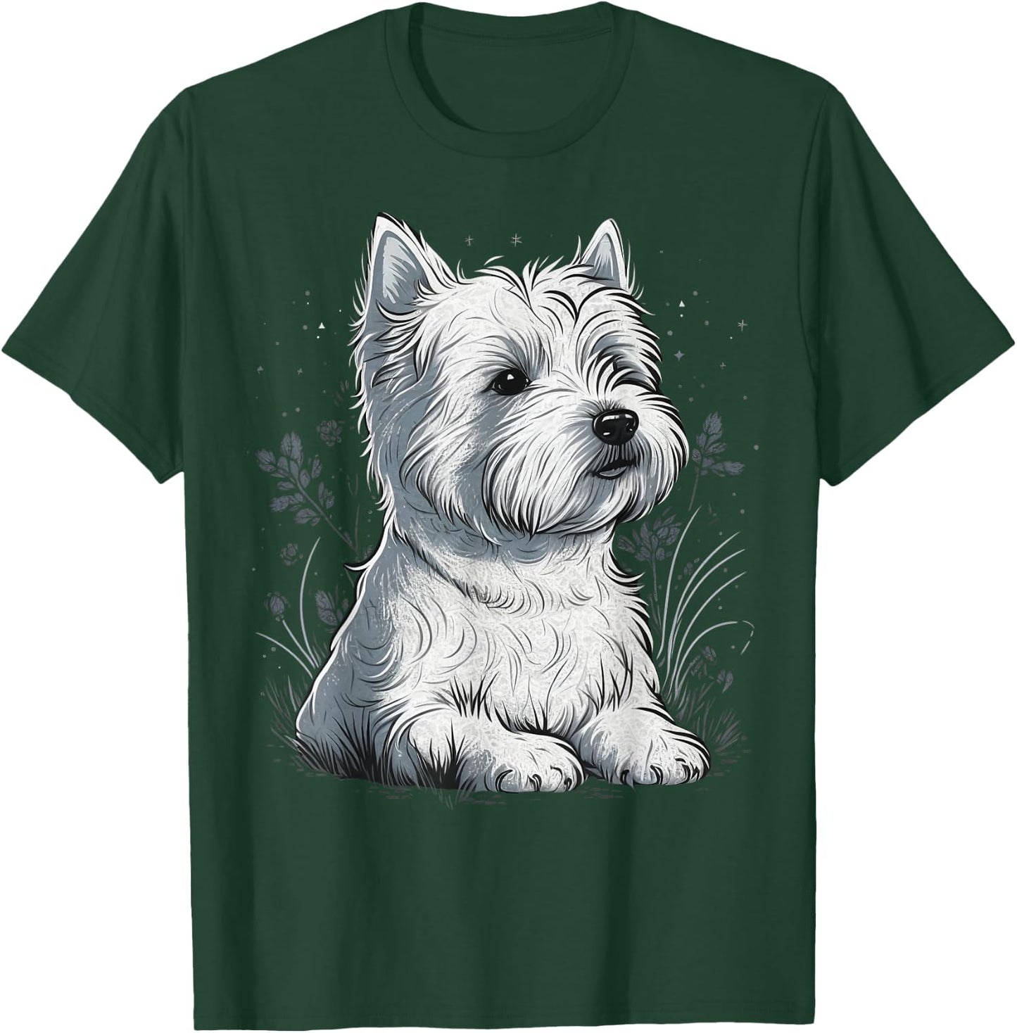Cute Westie Dog on West Highland White Terrier Lover T-Shirt - T-Shirt | Forest
