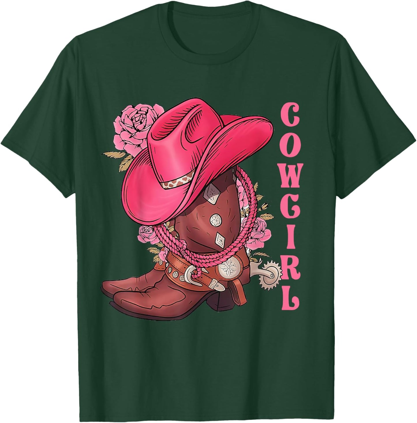 Cowgirl Hat Boots Western Country Southern Rodeo Texas Cute T-Shirt - T-Shirt | Forest