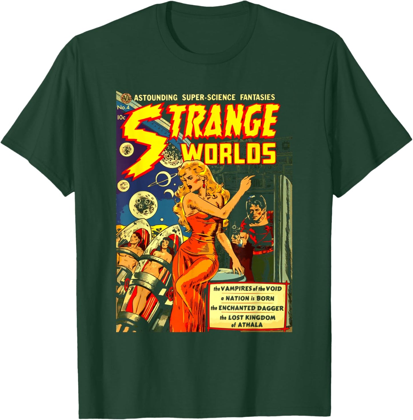 Vintage Science Fiction Comic Book - Strange Worlds T-Shirt - T-Shirt | Forest