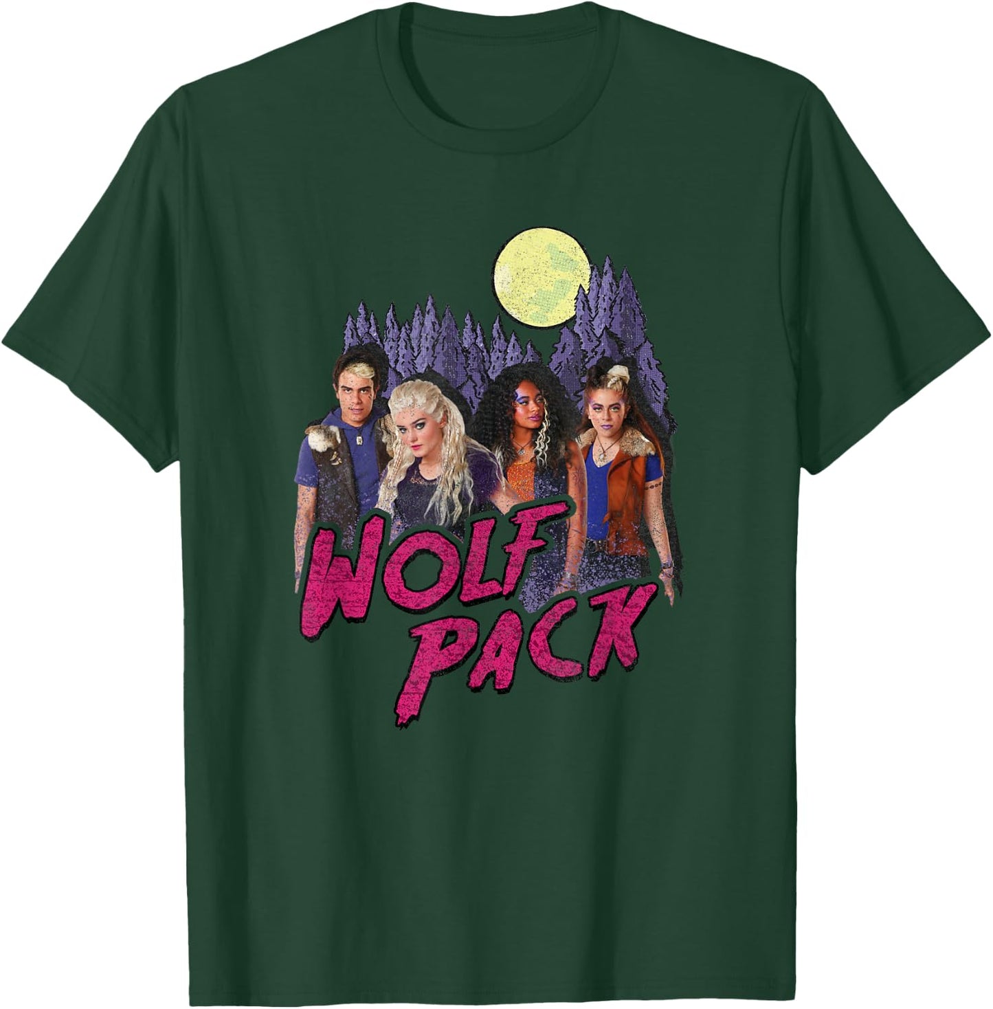 Disney Zombies Wolf Pack Full Moon Group Poster T-Shirt - T-Shirt | Forest