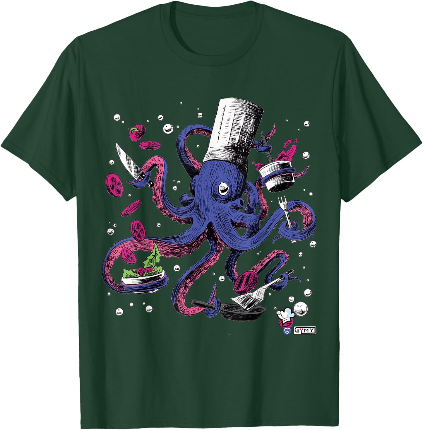 Funny Octopus Kitchen Chef Humor T-Shirt - T-Shirt | Forest