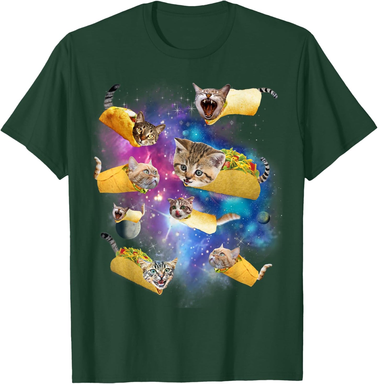 Burrito Pizza and Taco Cat in Space - Tacocat Gift Men Women Girls Kids T-Shirt - T-Shirt | Forest