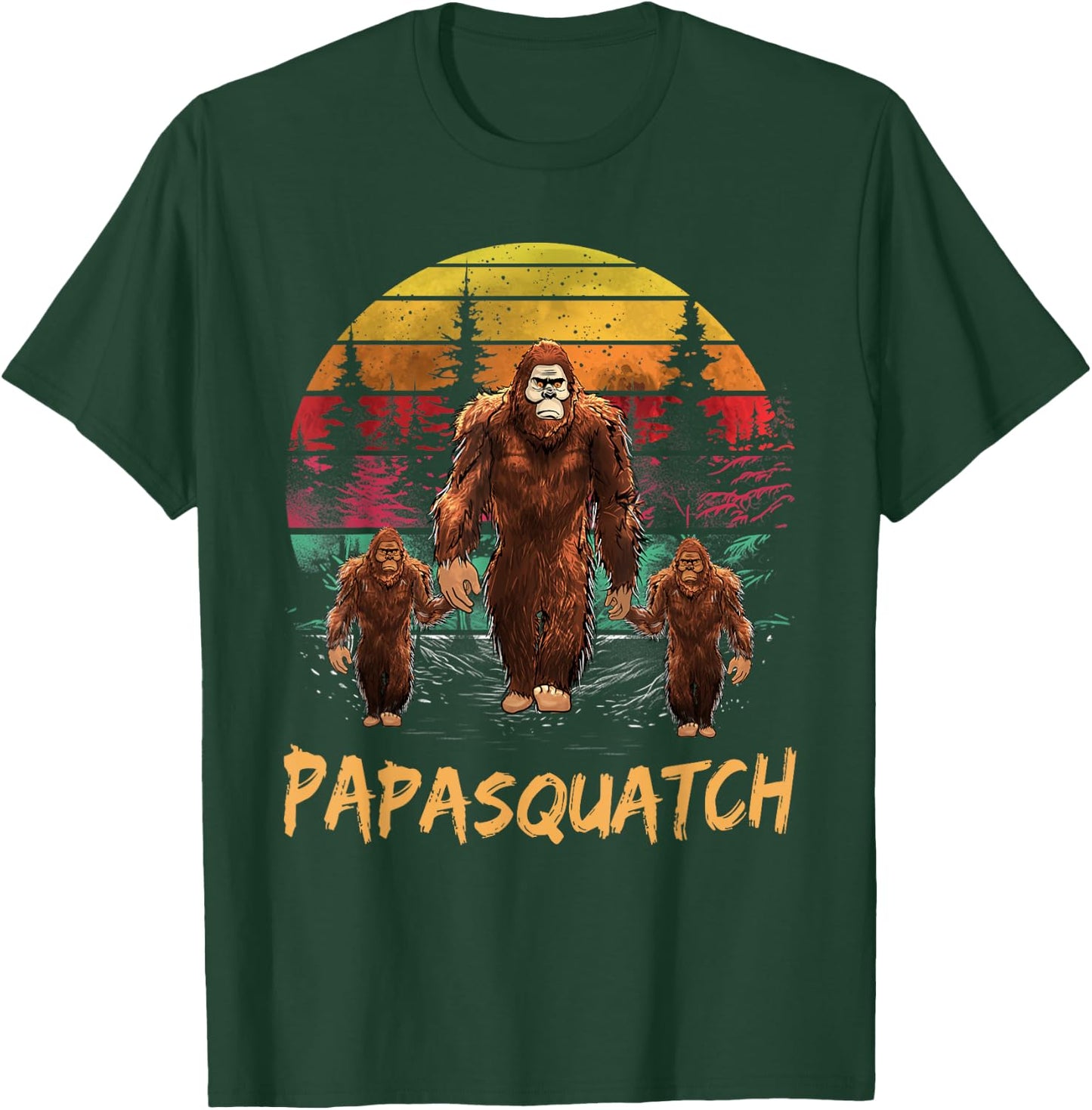 Papa Squatch Retro Bigfoot Dad Sasquatch Yeti Fathers day T-Shirt - T-Shirt | Forest