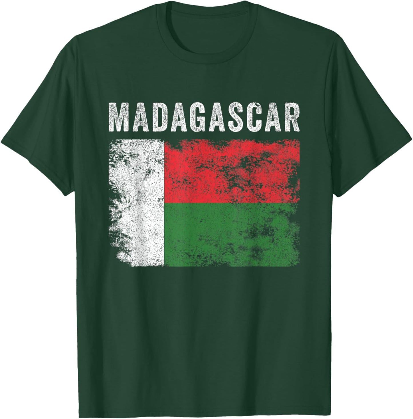 Madagascar Flag Distressed - Men Women Kids - Malagasy Flag T-Shirt - T-Shirt | Forest