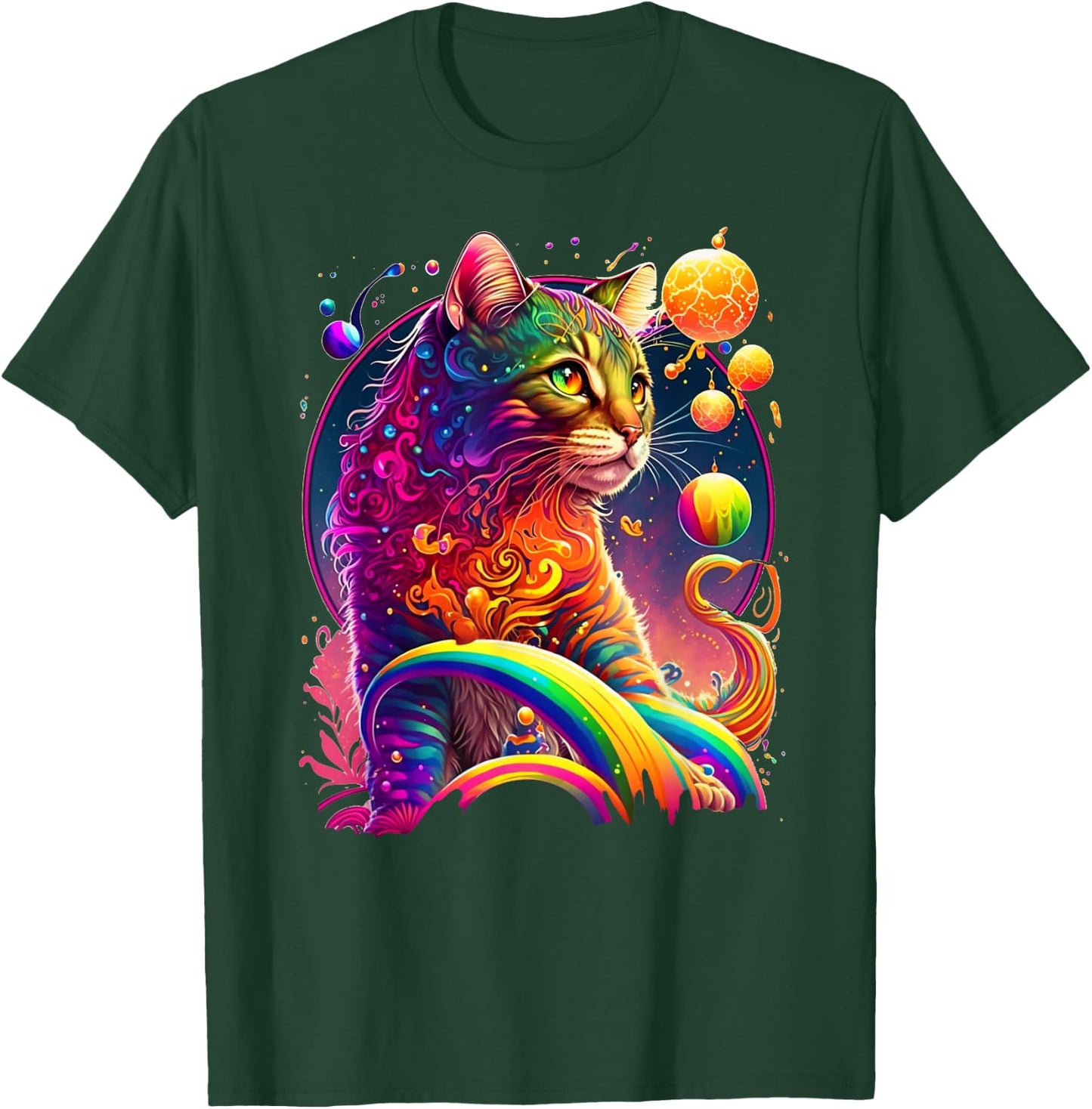 Colorful Rainbow Cat Graphic Men Women Kids T-Shirt - T-Shirt | Forest