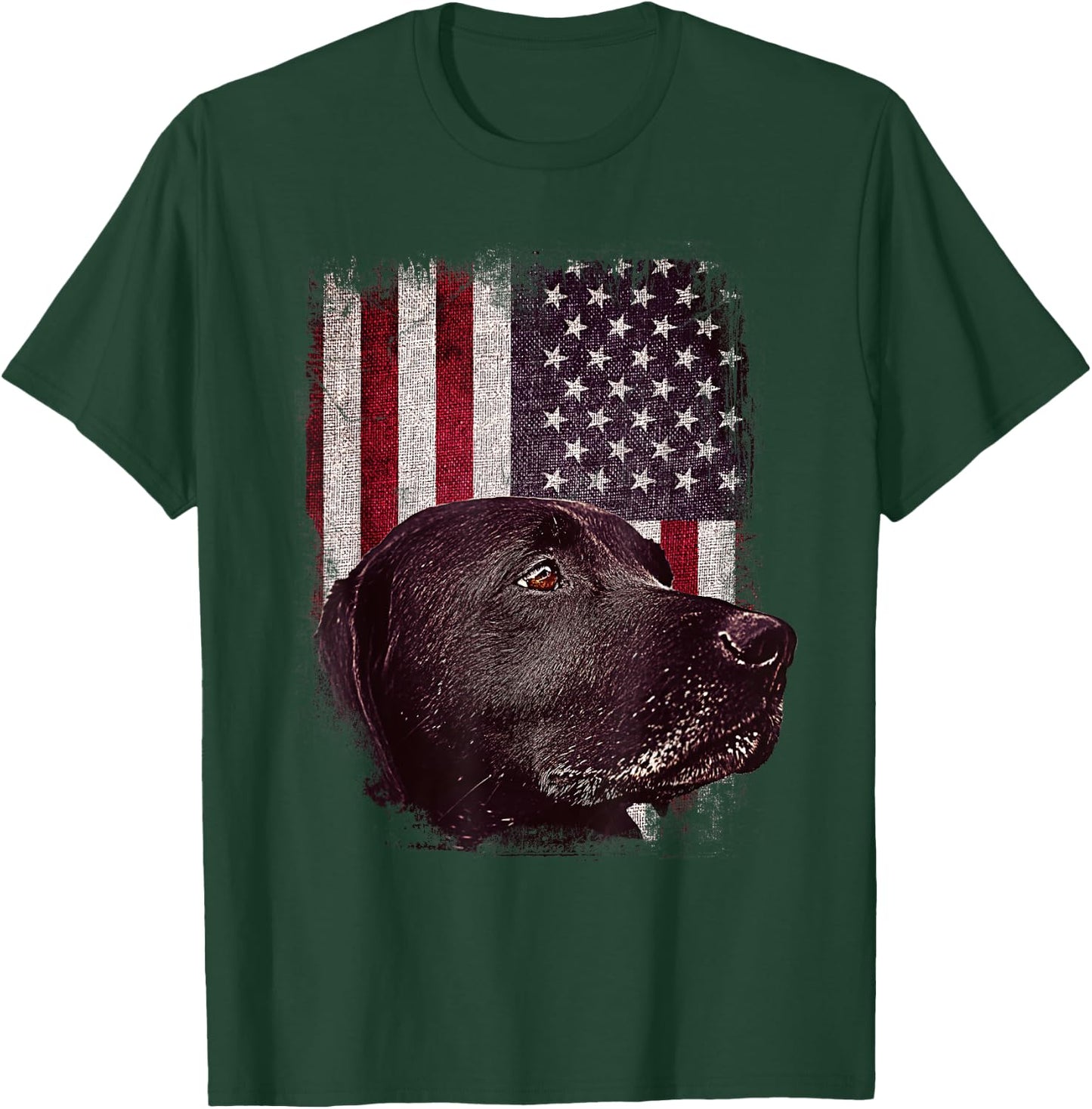 American Black Labrador USA Flag Lab Owner Patriotic Girls Kids Men T-Shirt - T-Shirt | Forest