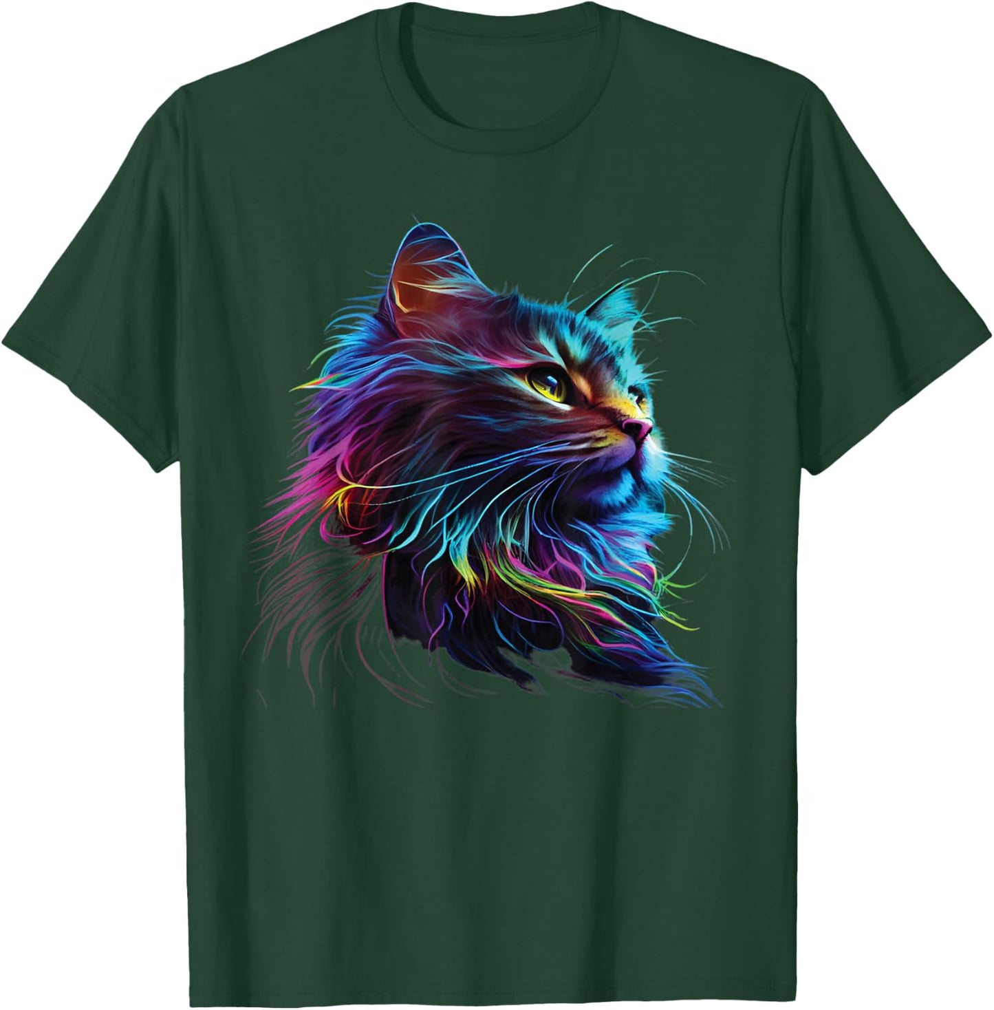 Cute Colorful Cat for Kitten Lovers Art Kitty Cats T-Shirt - T-Shirt | Forest