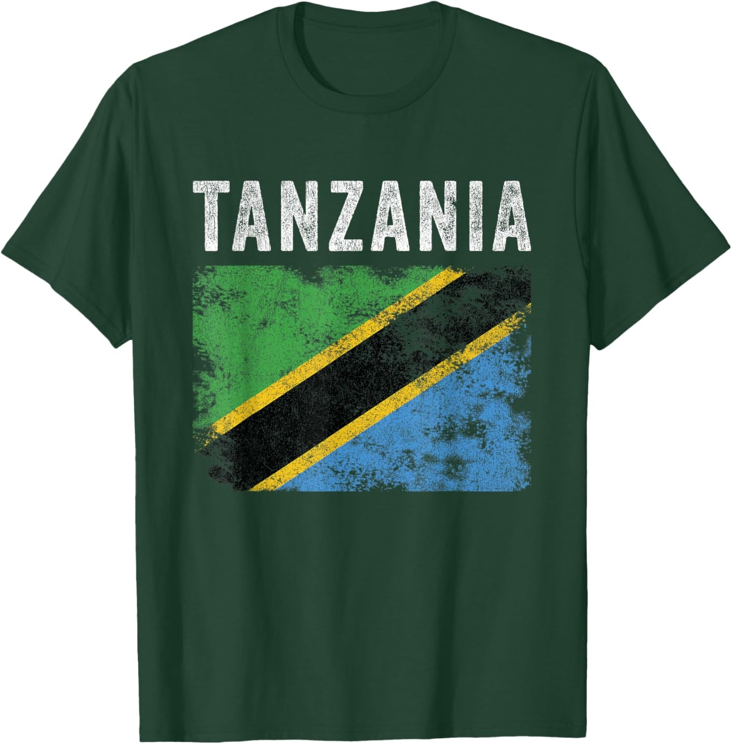 Tanzania Flag Distressed - Men Women Kids - Tanzanian Flag T-Shirt - T-Shirt | Forest