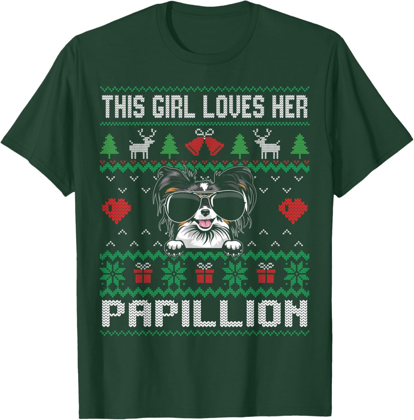 Papillion Girl Cool Ugly Christmas for Dog Mom T-Shirt - T-Shirt | Forest
